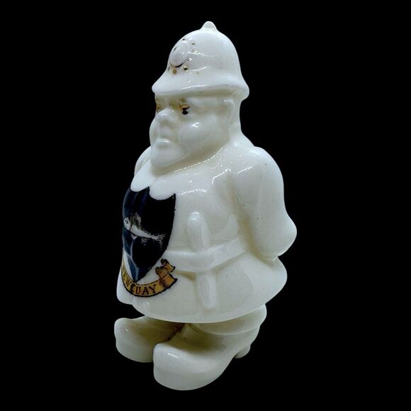 Vtg Savoy China Heraldic Porcelain Policeman Figurine with New Quay Crest 4” H - Picture 5 of 12